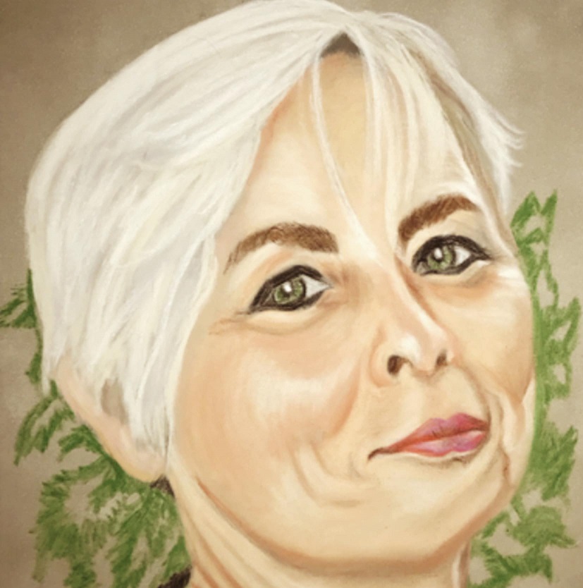 Autoportret kredkami.